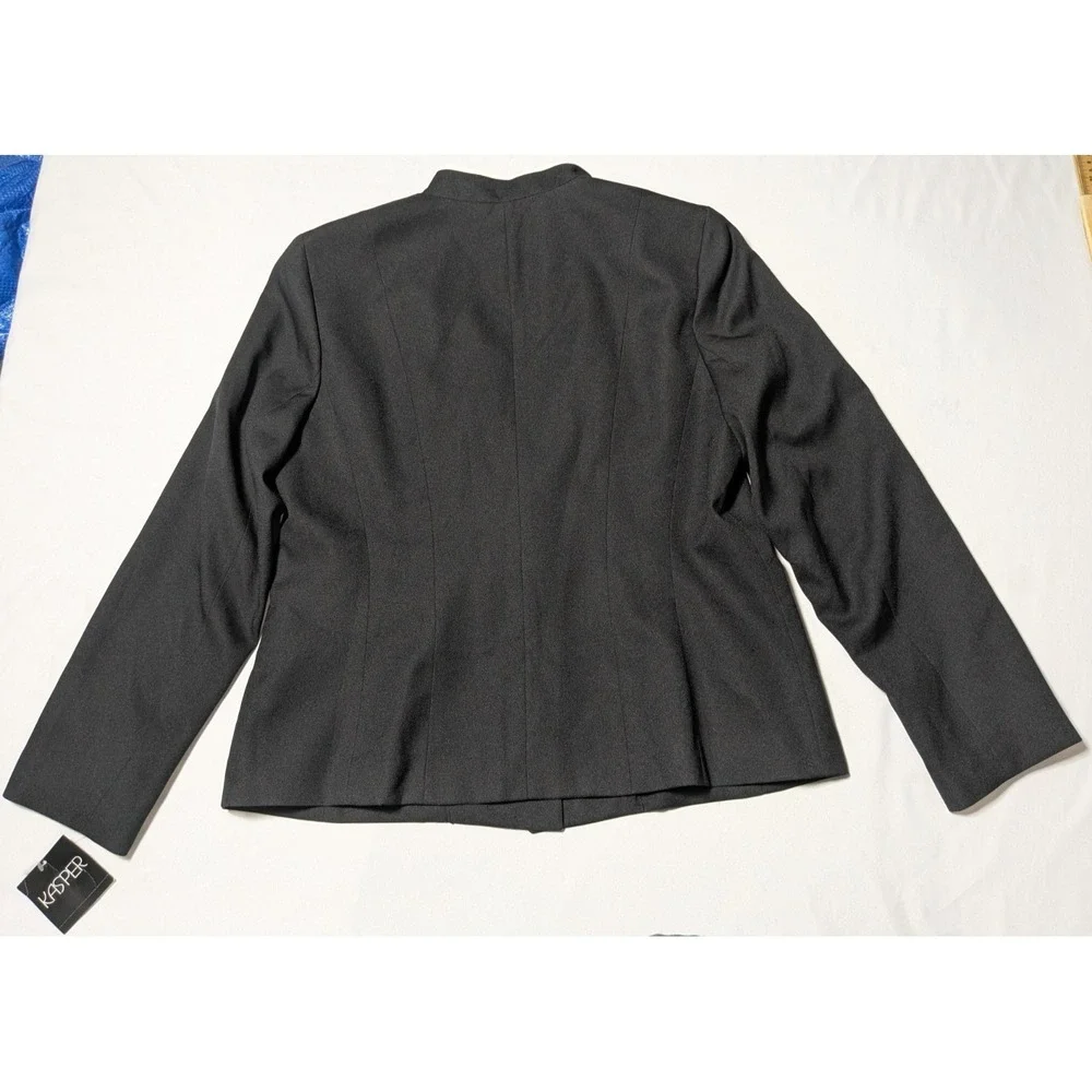 KASPER Women Size 14 Black Vanilla Ice One-Button Blazer‎ NEW